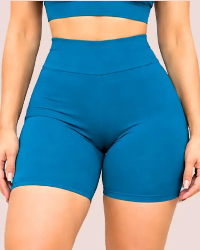 Short Fitness Meia Coxa Azul-petróleo, Lorena Move